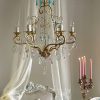 gold chandelier with Murano glass pendants