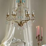 gold chandelier with Murano glass pendants