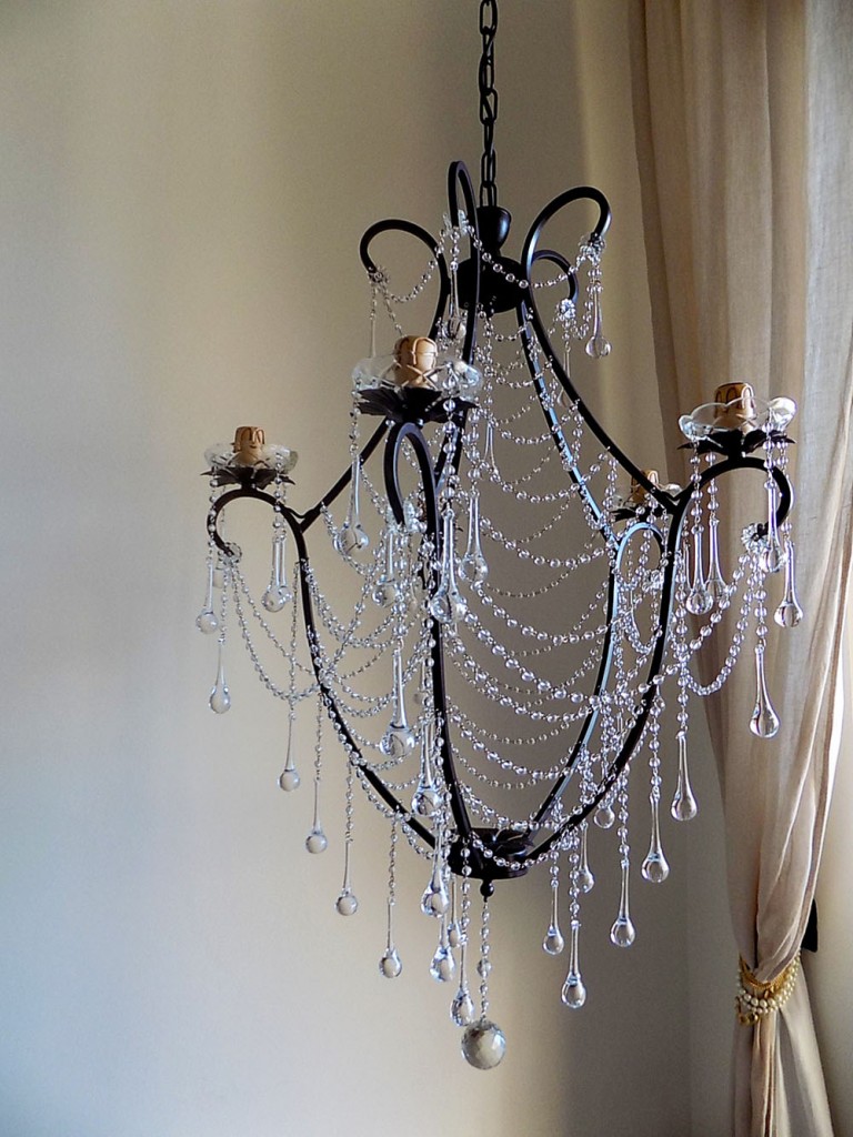 Birdcage Crystal Chandelier with Murano Drops Lorella Dia