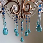 Crystal chandelier blue Murano drops