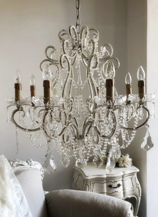 silver leaf beaded chandelier