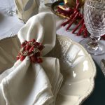 coral and Swarovski napkin rings