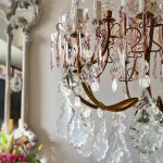 big vintage crystal chandelier purple drops
