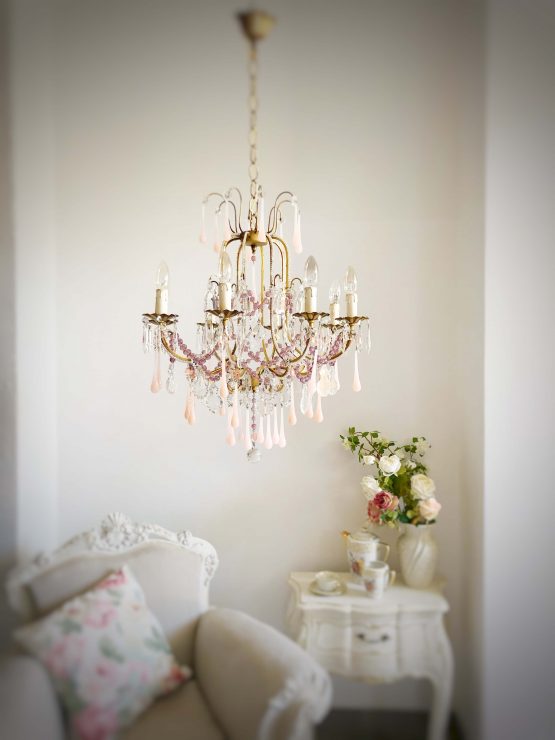 pink drops chandelier