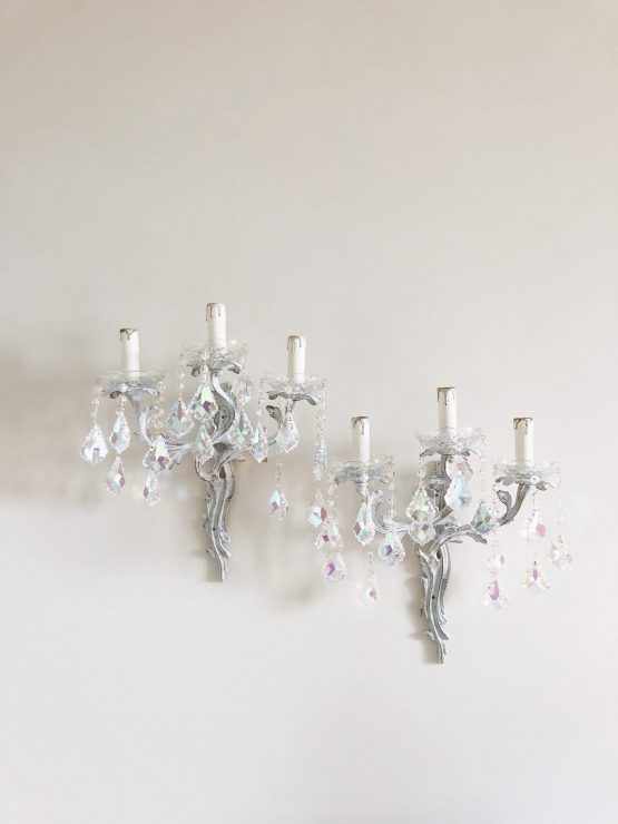 ivory sconces with Swarovski drops