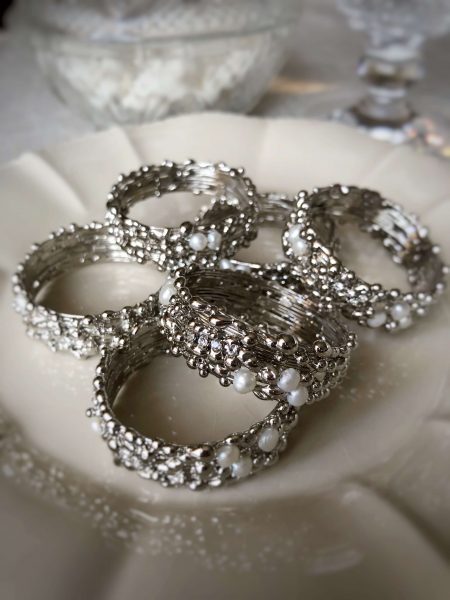 Swarovski rhinestones and pearls napkin rings