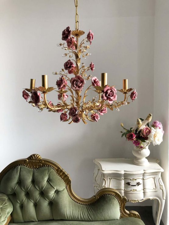 gold and roses chandelier