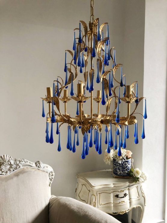 blue Murano drops chandelier