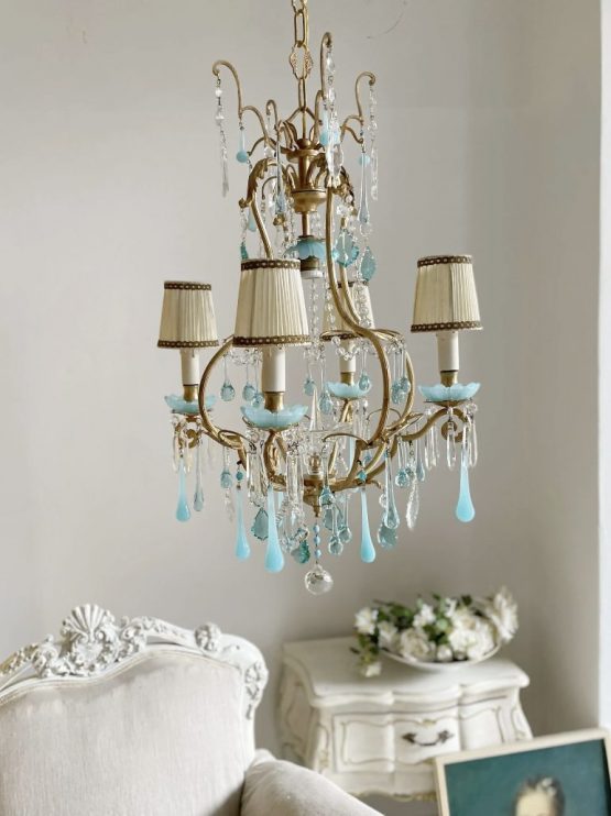Blue opaline drops chandelier
