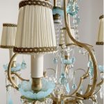 French chandelier brass and opaline drops