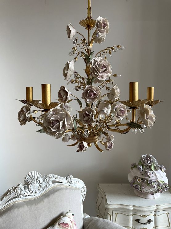 Capodimonte porcelain flowers chandelier
