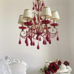 red Murano glass drops chandelier