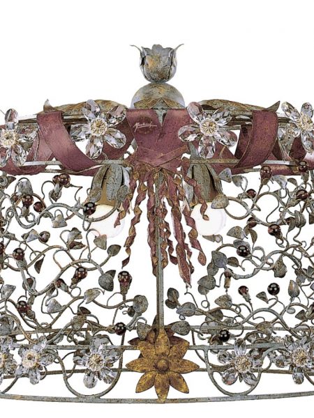 8 lights wrought iron chandelier ribbons and crystals