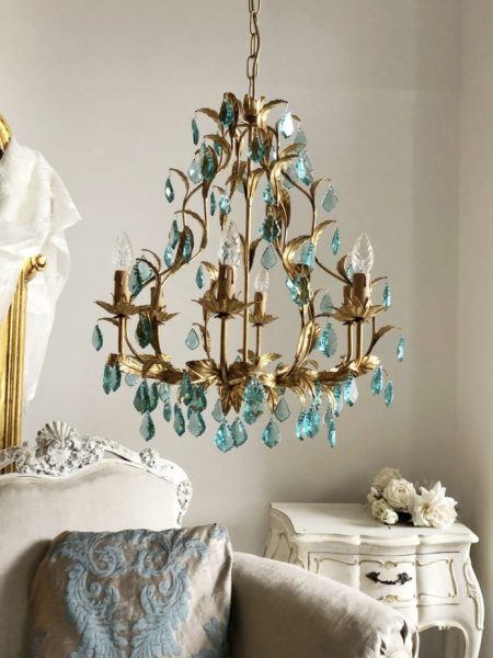 Made in Italy aqua crystal drops chandelier