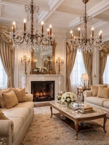SET OF 2 antique Italian Genovese style ornate chandeliers 8 lights crystal chandeliers