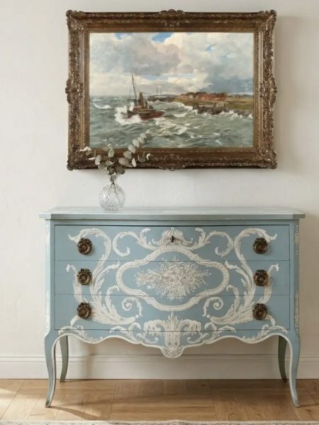 RESERVED Carved and lacquered mahogany chest of drawers
